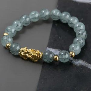 10mm Polished Dragon Vein Pixiu Dragon Spacer Protection Stretch Bracelet